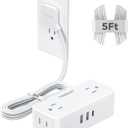 TESSAN 5 FT White Extension Cord, 900J Surge Protector Small Power Strip with 3 USB Ports (1 USB C), Flat Plug Power Strip, Mini Charging Station Suitable for Home Office Dorm