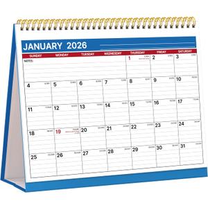 7 x Desk Calendar 2026, Desktop Calendar 2026 Standing flip, 8.5 x 11, Jan 2026 - Dec 2026, Stand Up Calendar with Memo Pages, Large Ruled Blocks, Holidays, Thick Paper, Great for Home, School, Office