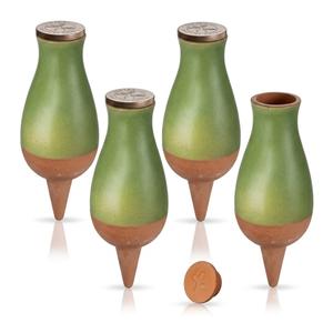 (Set of 4) | 12oz Terracotta Plant Watering Globes - Self Watering Planter Insert - Automatic Plant Watering Devices | Vacation Watering Pots for Indoor & Outdoor Plants