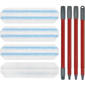 Mop Replacement Pads for Ocedar H2prO Flat Mop System, Mop Handle Mop Refills for O-Cedar H2pro Flat Mop System, Include 4 Pack Mop Pads and 4-Section Mop Handle for Ocedar H2 Pro Mop