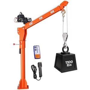 VEVOR Electric Truck Crane, 1100 lbs Pickup Truck Crane with 12V 3000 lbs Electric Winch, 360° Rotating Telescopic Boom, Premium Galvanized Steel, Foldable Pickup Bed Jib for Machine Lumber Lifting