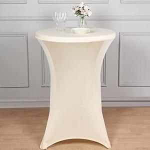 Tableclothsfactory Beige Wholesale Stretchy Spandex Tablecover for Cocktail Table Wedding Party Bar Restaurant Tablecloth, 32" Plain