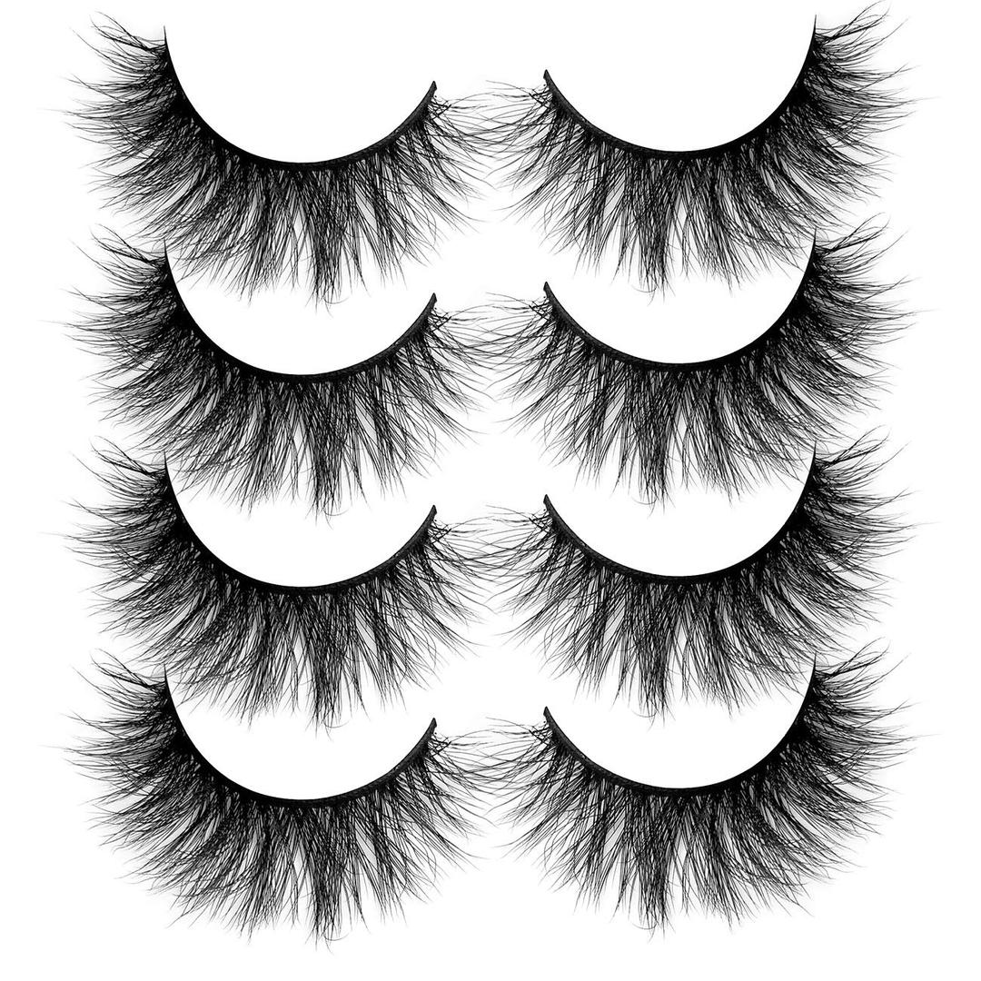 ALICROWN Faux Mink Lashes Pack 3D Volume Natural Thick Volume Wispies Cross False Eyelashes