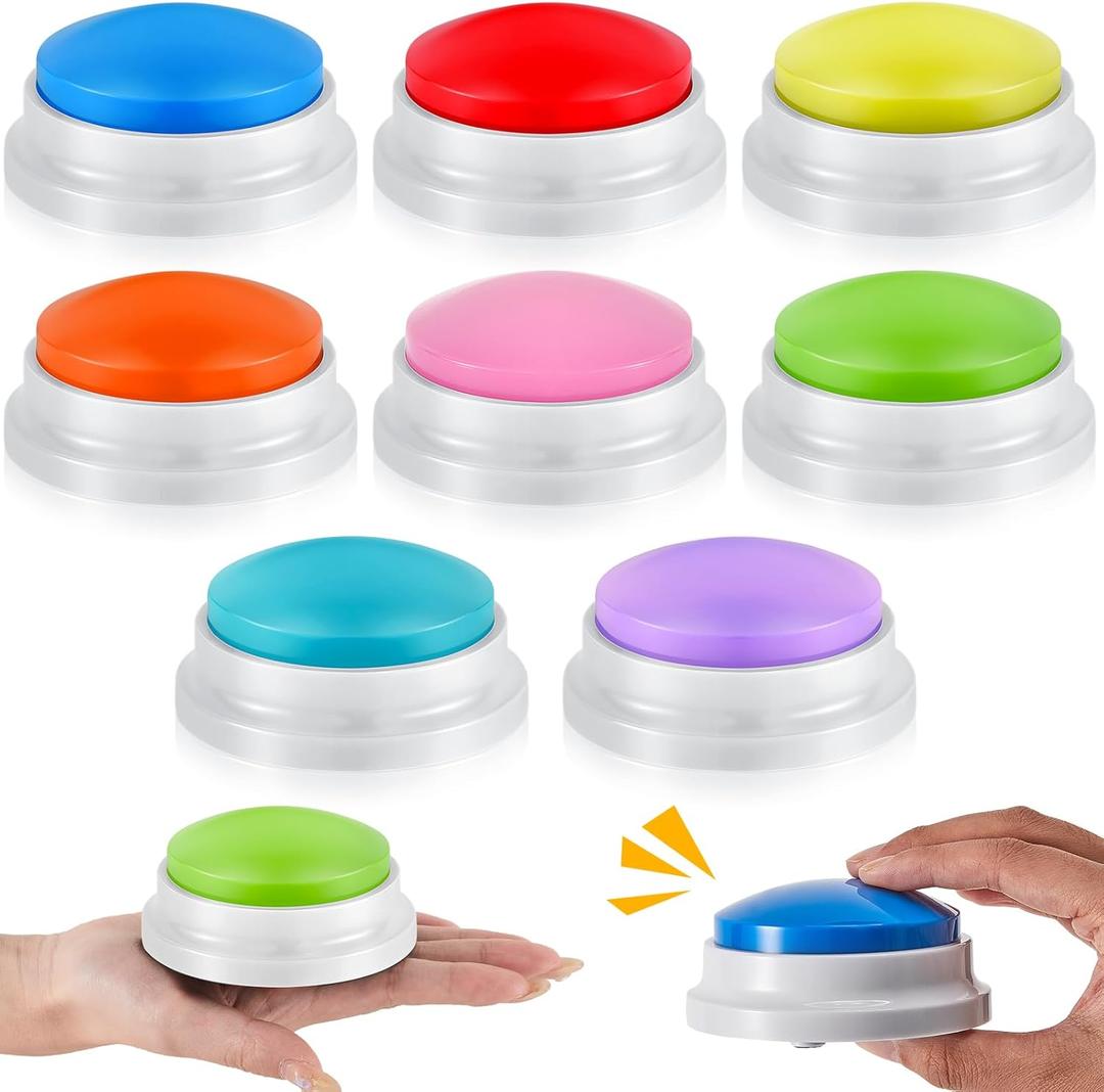 Honoson 8 Pieces Recordable Answer Buzzers Button for Trivia Games Show Buzzers Recording Buttons Gifts for Classroom Team(Elegant Color)