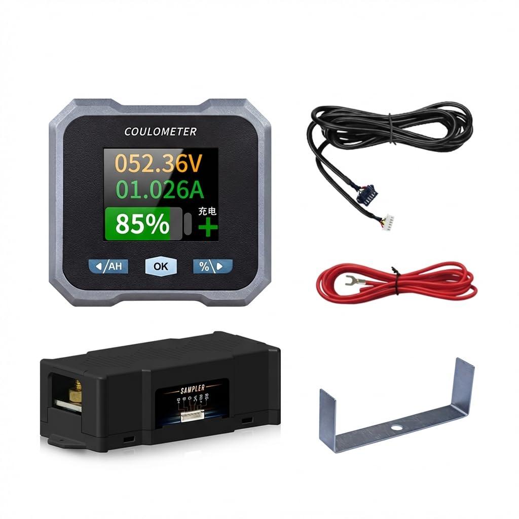 10-100V Battery Monitor with 400A Shunt, LCD Backlight Coulometer, Digital Voltage Current Power Capacity Meter for RV, Marine, Motorcycle, Golf Cart, Solar System