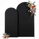 Black Arch Backdrop Cover for Wedding, Set of 2 Stretchy Spandex Fitted Arch Stand Cover for Baby Shower, Birthday Party Decor, Chiara Backdrop Cover with Double-Sided Design(7.2FT 6FT, Black)