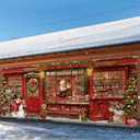 Christmas Garage Door Banners Christmas Garage Door Backdrop Decor for Xmas Party Background Supplies(5.9 x 16.4 ft,Santa's Toy Shop)