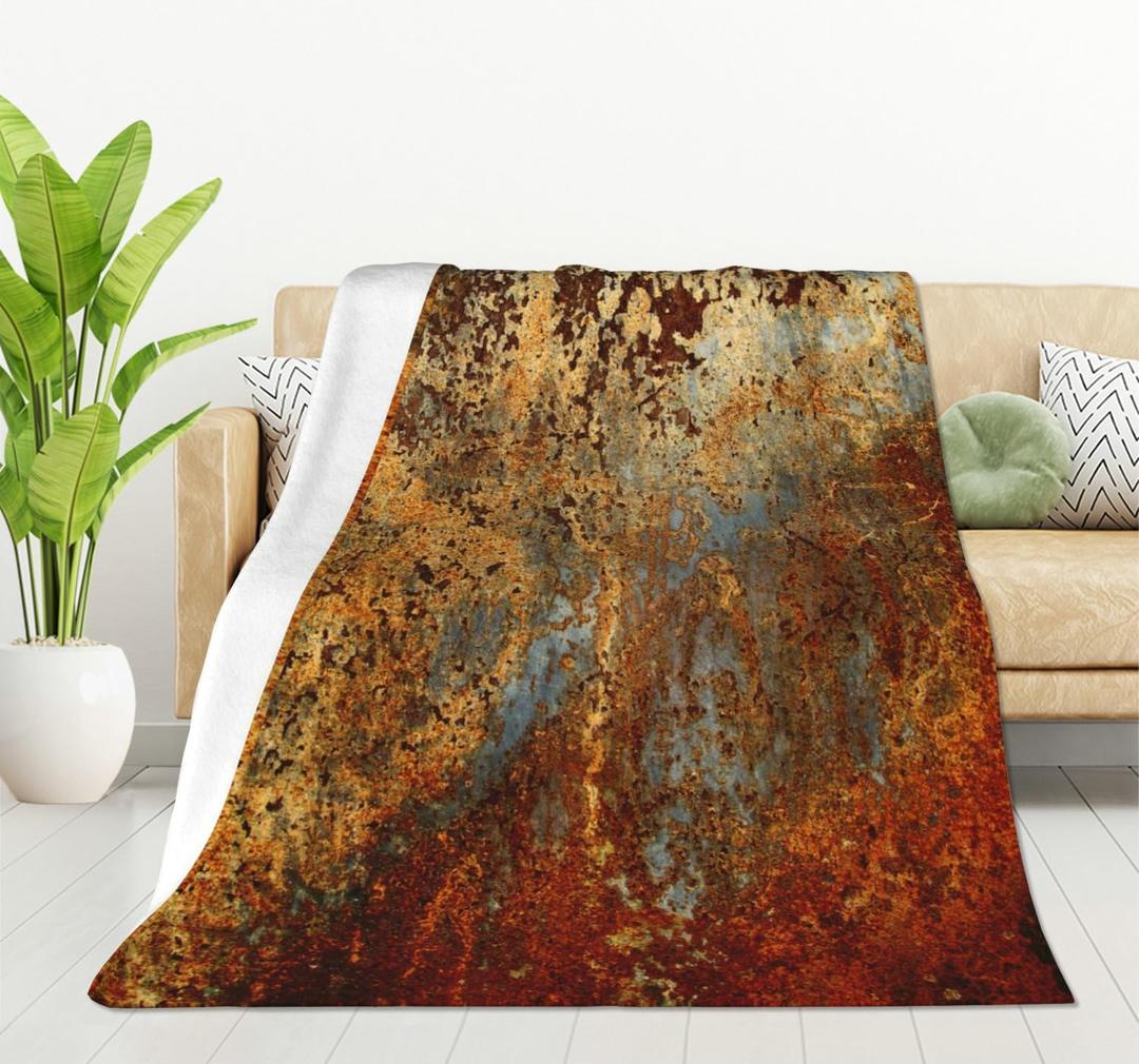 HGOD DESIGNS Brown Rust Colorful Metal Rusty Steel Iron Structure Blanket Throw Blanket Soft Comfortable for Sofa Chair Bed Office 50" x60