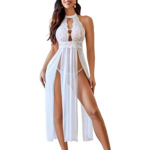 Avidlove Women Lingerie Lace Babydoll Nightdress Sexy Chemise Nightgown V Neck Nightdress Sleepwear (Small, White)
