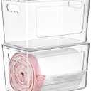 Vtopmart 2 Pack Trash Bag Holder, Stackable Garbage Bag Dispenser for 13/30/33 Gallon Bags, Clear Organizer Bins for Under Kitchen Sink, Laundry Room Organization and Storage
