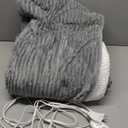 Electric Blanket Full Heated Blanket Full Size  Striped Flannel & Thick Sherpa, 5 Heat Settings & 10 Hour Auto Off with FCC/ETL Certified, Overheat Protection & Machine Washable, Light Grey 72"x84"