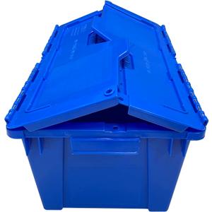 Container With Durable Lid, 4 Pack, Blue, Heavy Duty Storage Totes, Stackable Containers, Bins With With Lids, Storage Bins For Garage, Basement, Outdoor, Office, Kitchen, Organzation Crates