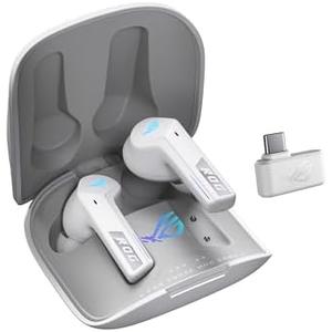 ASUS ROG Cetra True Wireless Gaming Headphones (2.4 GHz & Bluetooth 5.3, ROG SpeedNova, 24-bit 96 kHz Audio, Bone-Conduction AI Microphones, Adaptive ANC, 46-Hour Battery Life)- Moonlight White