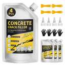 Pack of 4 Self Leveling Concrete Crack Filler, Cement Crack Filler, Waterproof & High Elasticity, Concrete Slab Repair for Driveway, Patio, Garage Floor, Sidewalk, Pool Deck (20 oz)