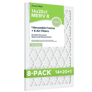 Future Way 14x20x1 Air Filters, 8-Pack with Reusable Frame, MERV 8, MPR 700 AC Furnace Filters, Space Saving & Cost-effective