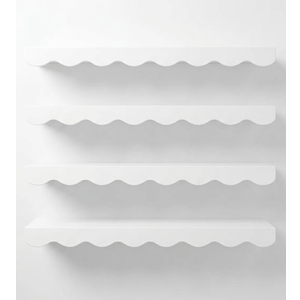 4 Tier Wall Mounted Wave Shelves, White 