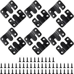 12PCS 2.09 x 1.18 inch Black Flush Mount Bracket Stainless Steel Interlock Hanging Buckle Z Clips Headboard Wall Mounting Brackets French Cleat Picture Hanger Heavy Duty with 48PCS Screws