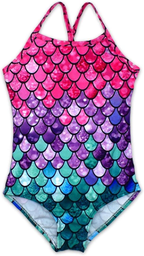Girls One Pieces Swimsuit Cute Swimwear Bathing Suits (3-4T, Scale)