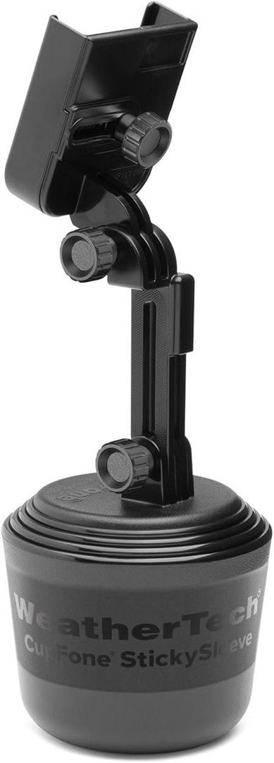 WeatherTech CupFone with Extension  Adjustable, Universal Cup Holder Cell Phone Mount Car & Truck Accessory  Best Design for iPhone & Smartphone Charging  Black Plastic Knobs