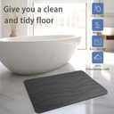 Stone Bath Mat, Non-Slip Diatomaceous Earth Shower Mat, Fast Drying Diatomite Stone Bath Mat, Highly Absorbent, Odorless, Easy to Clean (Stripe Dark Grey), 1'11" x 1'3"