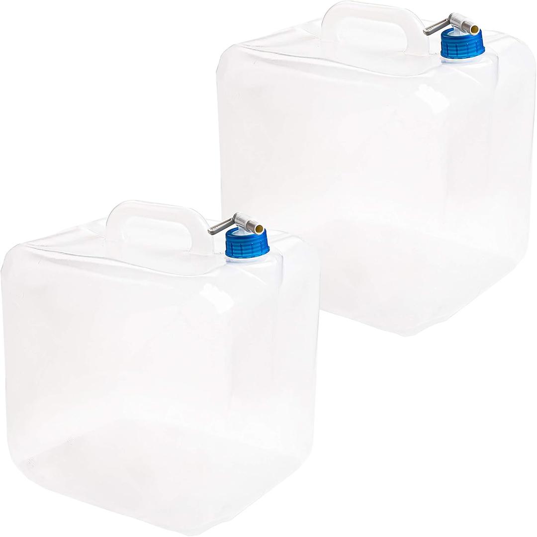 Cedilis 2 Pack 5.3 Gallon Collapsible Water Container with Spigot, Food Safe Water Storage Jug, BPA-Free Camping Water Storage Jug Canteen for Outdoor Hiking and Emergency, Portable, Foldable
