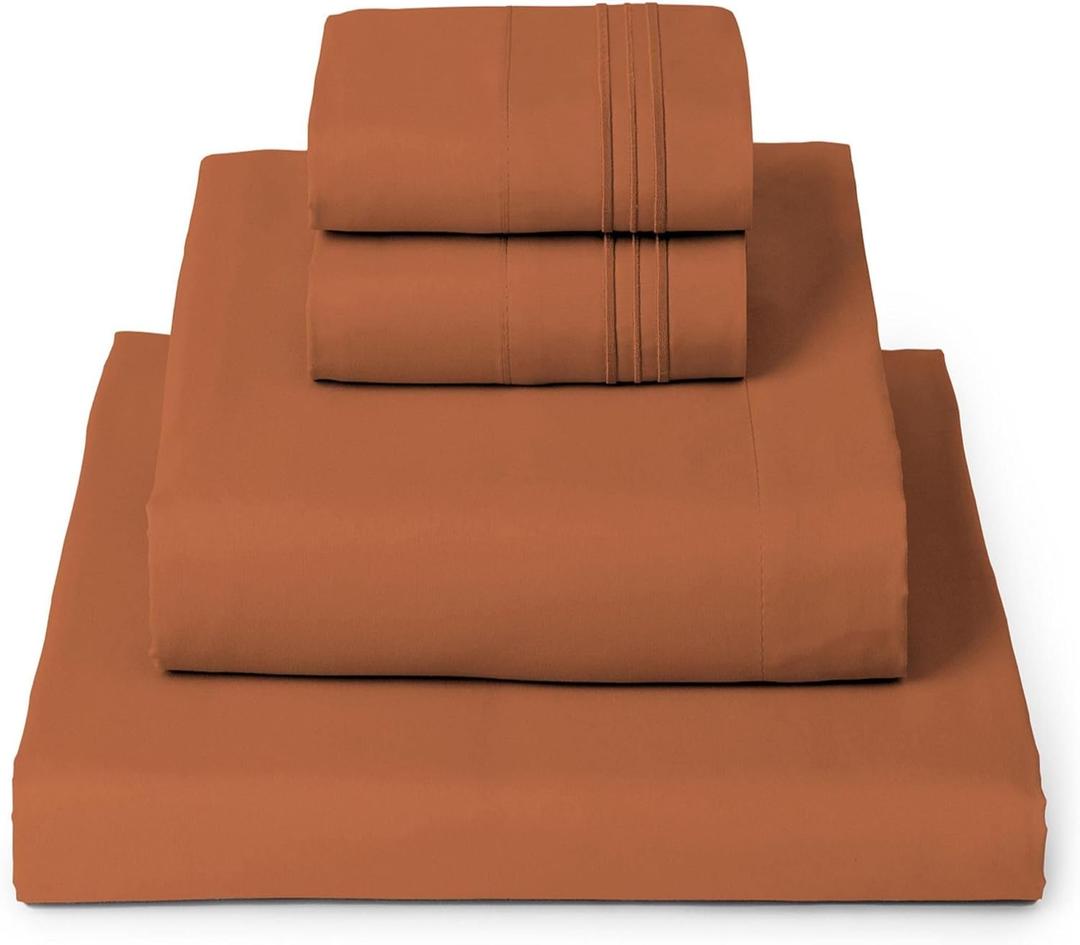 Mellanni Queen Sheets Set - 4 PC Iconic Collection Bedding - Hotel Luxury, Extra Soft, Cooling Bed Sheets - Wrinkle, Fade, Stain Resistant (Queen, Terracotta)