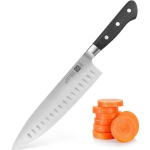Fortune Candy 8 Inch Chefs Knife - Japanese AUS-10 Stainless Steel Kitchen Knife - Full Tang, Classic Handle (Silver)
