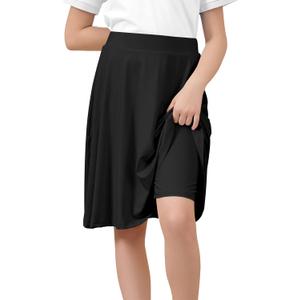 Zando Girls' Knee Length Skorts A Line Skirt with Shorts Kids Teens Athletic Skort Size 6-14 -for School & Playtime
