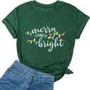 Ykomow Christmas Trees Shirt Womens Holiday Pine Tree Xmas Graphic Tees Christmas Family Shirt (Green, XL)