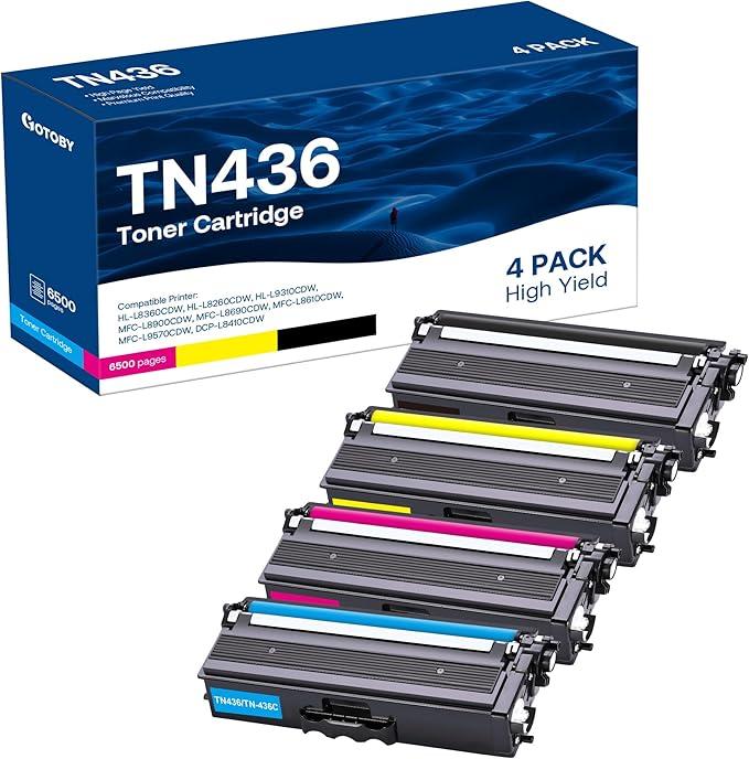 Compatible Toner Cartridge Replacement for Brother TN436 TN 436 TN436BK TN433 TN431for Brother HL-L8360CDW HL-L8260CDW MFC-L8900CDW MFC-L8690CDW Printer (Cyan, Yellow, Magenta, Black, 4 Pack)