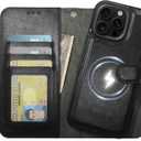 Case Wallet for iPhone 16 Pro Max Wallet Case, Detachable Leather Cover with Card Holder, Strong Magnetic Compatible with MagSafe Wireless Charging, Kickstand Shockproof Cover 6.9 inch, Black