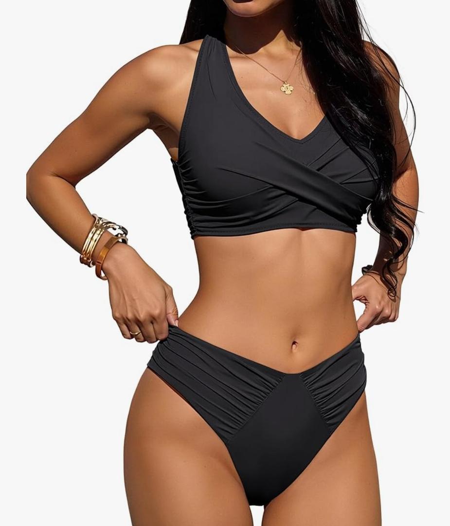 ANRABESS Womens Bikini Sets Two Piece Swimsuits High Waisted Halter Twist Front Bathing Suit 2026 Summer Beach Swimwear Size L