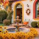 Grunyia 16 Bundles Artificial Fall Mums Outdoor UV Resistant, Fake Silk Plants No Fade Faux Greenery for Garden Porch Patio - Autumn Thanksgiving Christmas Home Decor (Fall Yellow)