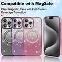 TEAUGHT Bling Magnetic Case for iPhone 15 Pro [Compatible with Magsafe], Cute Glitter Diamond Rhinestone Luxury Plating with Camera Protection, Slim Shockproof Cover for Women Girls, Black
