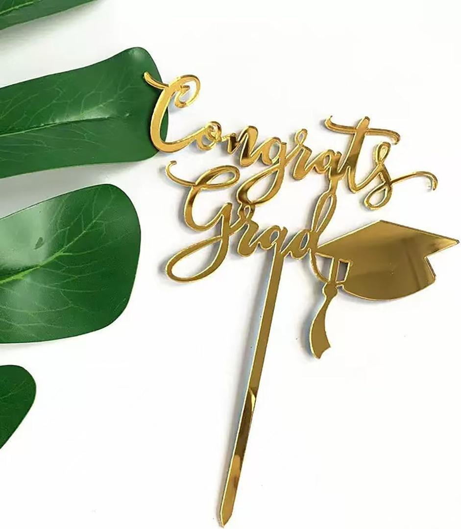 3 x Congrats Grad Cake Topper,Graduation Party Decorations,Class of 2026 Cake Topper,2026 Graduation High School College Senior Celebration Party Decorations