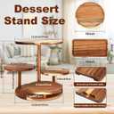 Hushee 4 Pcs Wood Round Cupcake Tower Stand with Serving Platters Trays Set, 4 Tier Wooden Cake Stand Tray with 1 Round Dinner Plate 2 Rectangular Plates for Dessert Snack Party(Brown)