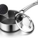 Sauce pan with lid,1.5 Quart Hybrid Nonstick Sauce pans set, Stainless Steel cookware,non stick Pots PFOA Free,Works on Induction,Ceramic and Gas Cooktops
