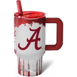 Thicc Buddy - 16 oz Stainless Steel Vacuum Insulated Tumbler with Lid and Straw for Water - Travel Mug Cupholder Friendly - Gifts for Women Men Him Her (Alabama Crimson Tide | Drip)