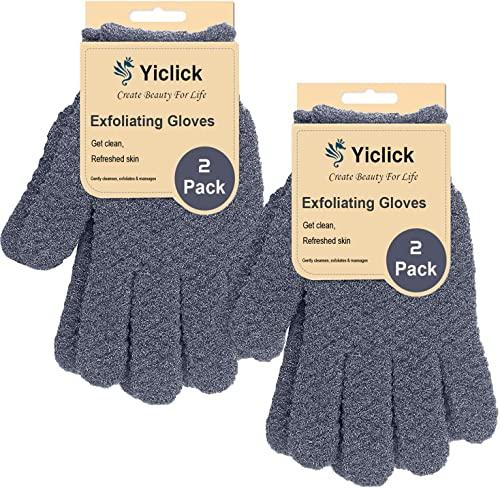 Yiclick Heavy Exfoliating Gloves 4Pcs, Exfoliating Mitts, Body Scrubber for Bath Shower Exfoliation, Body Scrub Exfoliator for Dead Skin Remover, Exfoliate Sponge Loofah Washcloth Men Women