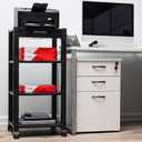 Mind Reader Rolling Printer Cart, Utility Cart, Printer Stand, Desk Storage, Office, 4-Tier, Black