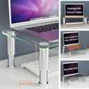 2 Pack Computer Monitor Riser with Height Adjustable Multi Media Desktop Stand for Flat Screen LCD LED TV, Laptop/Notebook/Xbox One (Clear)