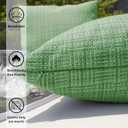 Kevin Textile Pack of 2 Spring Decorative Outdoor Waterproof Throw Pillow Covers Stripe Square Pillowcases Modern Cushion Cases for Patio Couch Bench 18 x 18 Inch Sage Green