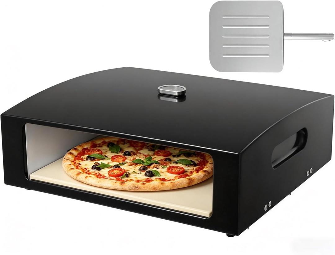 Grill Pizza Oven Kit with Cordierite Stone, Portable for Gas&Charcoal Grill | Includes cordierite stone & pizza peel. Fits gas & charcoal grills,Outdoor pizza oven kit for homemade pizzas, portable