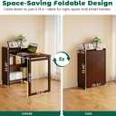 HDDFER Bamboo Folding Desk for Small Spaces,Hidden Desk with Storage Shelf, Foldable Computer Desk for Bedroom Home Office, Mid Century Modern Fold Out Table Writing Table, Walnut