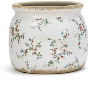 Vintage Ceramic Ice Crack Flower Pot with Drainage Holes, Country Rustic Planters for Indoor and Outdoor,Tuscan Decor,Home,Living Room, Garden Decor, Gardening Gift (French)