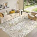 7x9 Rug for Living Room : Soft Abstract Washable Non-Slip Durable Rugs, Neutral Modern Indoor Carpet for Bedroom Dining Room Home Office - Yellow Brown (7' x 9')