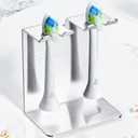 Toothbrush Head Holder for Shower Bathroom, YAYINLI Electric Toothbrush Holders Wall Mounted or Tabletop, SUS304 Stainless Steel Metal Tooth Brush Holder, Brushed Nickel Tooth Brushing Holder