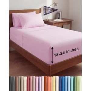 Extra Deep Twin XL Sheet Set - 4 Piece College Dorm Bed Sheets Set with Extra Deep Pockets - Ultra-Soft, Comfy & Breathable Bedding for Women, Men, Kids & Teens - Wrinkle & Fade Resistant - Light Pink