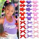 NAISKA 36Pcs Purple Bows Hair Clips Flower Hair Barretts Acrylic Hair Pins Silk Satin Hair Ribbons Ponytail Holder Accessories for Girls