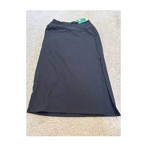 Halara Women's Size M Black Split Midi Casual Soft Cotton Pull On Pencil Skirt Medium